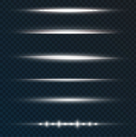 White horizontal lens flares pack. Laser beams, horizontal light raysのイラスト素材