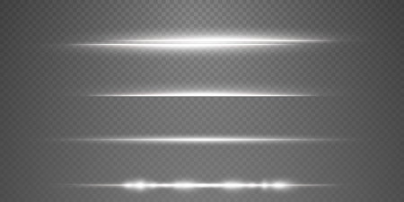 White horizontal lens flares pack. Laser beams, horizontal light raysのイラスト素材
