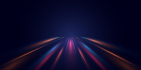 sleek, flowing neon light curve symbolizing speed and futuristic motionのイラスト素材