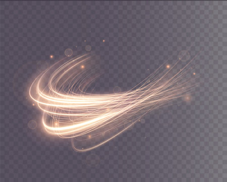 Light golden Twirl. Curve light effect of golden line. PNGのイラスト素材