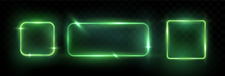 Set of neon signs with rectangular and square frames, glowingのイラスト素材
