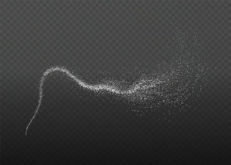 Magical silver sparkles swirl in a glowing comet trail, creatingのイラスト素材