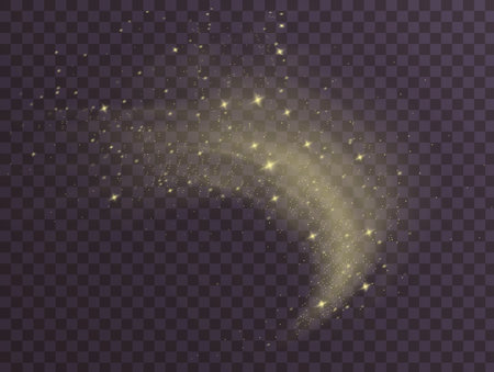 Golden dust light with bokeh light effects. Christmas glowing dustのイラスト素材