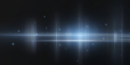 White horizontal lens flares pack. Laser beams, horizontal light raysのイラスト素材