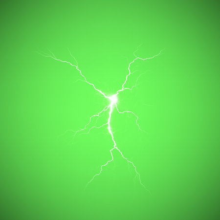 Green Lightning Bolt PNG Overlay with Electric Strikes in aの素材
