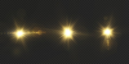 The sun is shining bright light rays with realistic glare.のイラスト素材