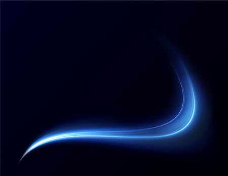 Blue curved light line, rope, tape. Smooth festive neon lineのイラスト素材