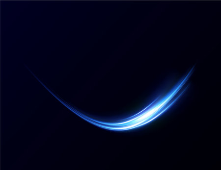 Blue curved light line, rope, tape. Smooth festive neon lineのイラスト素材