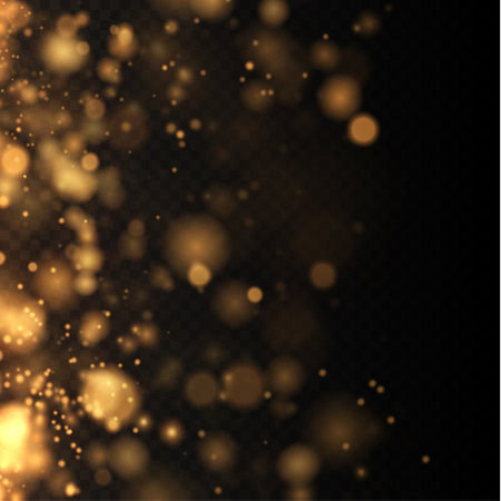 Gold sparkling dust with gold sparkling stars on a transparentのイラスト素材
