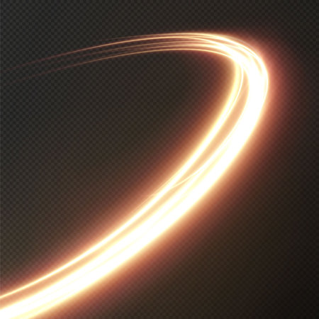 Luminous gold lines of speed. Light glowing effect. Abstract motionのイラスト素材