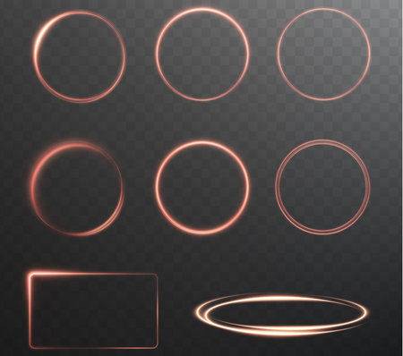 Stock illustration featuring a collection of neon frames with transparentのイラスト素材