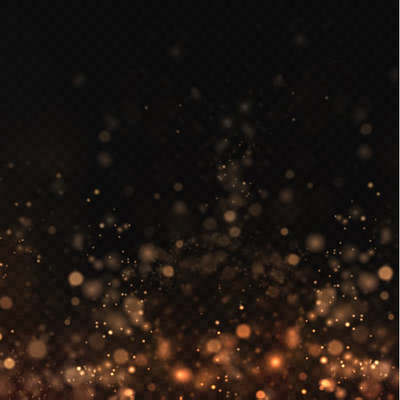 Gold sparkling dust with gold sparkling stars on a transparentのイラスト素材