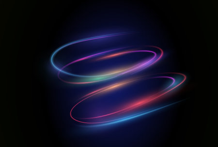 Glowing light beams and glittering curves in motion with lensのイラスト素材