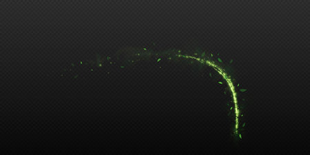 Glowing green abstract with light beams, sparks, and digital effectsのイラスト素材