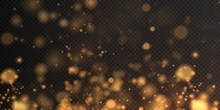 Gold sparkling dust with gold sparkling stars on a transparentのイラスト素材