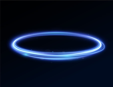 Blue curved light line, rope, tape. Smooth festive neon lineのイラスト素材