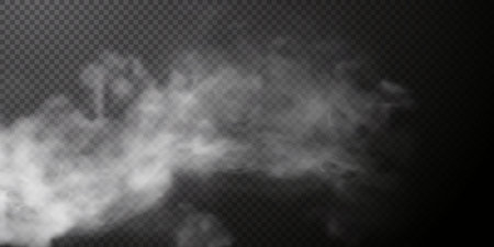 White smoke puff isolated on transparent black background. PNG. Steamのイラスト素材
