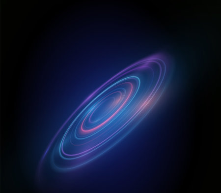 Glowing light beams and glittering curves in motion with lensのイラスト素材