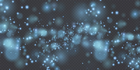 Blue sparkling dust with blue sparkling stars on a transparentのイラスト素材