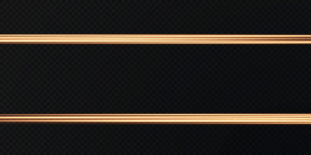 Gold horizontal lens flares pack. Laser beams, horizontal light raysのイラスト素材