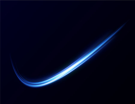 Blue curved light line, rope, tape. Smooth festive neon lineのイラスト素材