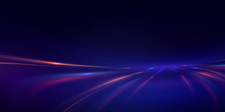 sleek, flowing neon light curve symbolizing speed and futuristic motionのイラスト素材