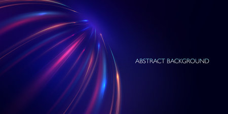 sleek, flowing neon light curve symbolizing speed and futuristic motionのイラスト素材