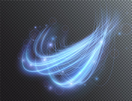 Light blue Twirl. Curve light effect of blue line. PNGのイラスト素材