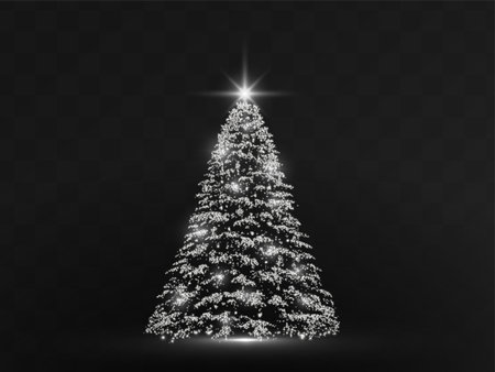 silver Christmas tree on a transparent backgroundのイラスト素材