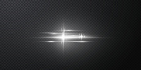 Shining neon stars isolated on black background. Effects, lens flareのイラスト素材