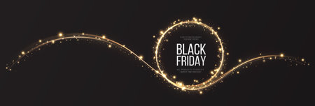 Bright and glowing Black Friday sale banner for promotions andのイラスト素材
