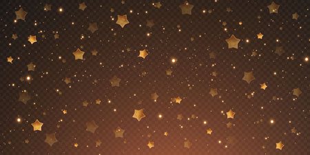 Christmas gold confetti stars are falling.のイラスト素材