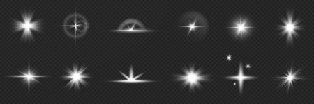 White glowing light explosion with rays on a transparent background.のイラスト素材