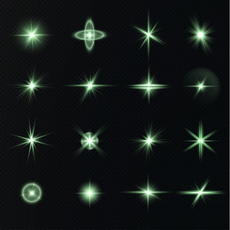 Vector stock illustration of shining green and golden stars withのイラスト素材