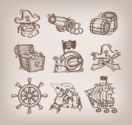 Set of icons. Author's illustration のイラスト素材