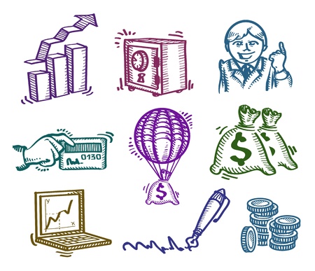 Set of icons. Business. Author's illustrationのイラスト素材