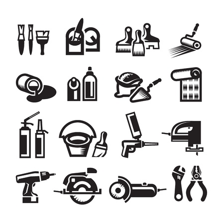 Black vector construction icon setのイラスト素材