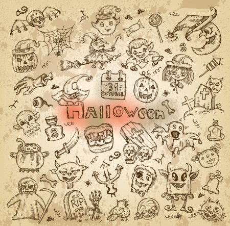 Halloween  Hand-drawn iconsのイラスト素材
