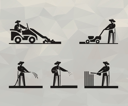 Lawn mower icons  Vector formatのイラスト素材
