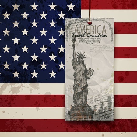 Statue of Liberty. USA. New York landmark and symbol of Freedom and Democracy.のイラスト素材