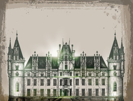 chateau, France.  Hand drawn sketch vector illustrationのイラスト素材