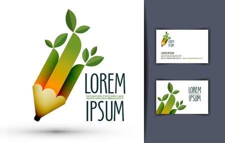 Pencil with leaves on a white background. vector illustrationのイラスト素材