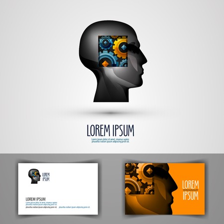 abstraction. head of a man and gear. vector illustrationのイラスト素材