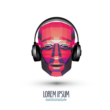 DJ and headphones on a white background. のイラスト素材
