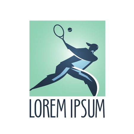 Sport. a man with a tennis racket on a white background. vector illustrationのイラスト素材