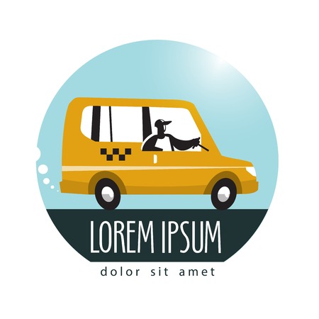 taxi. car and driver on a white background. vector illustrationのイラスト素材