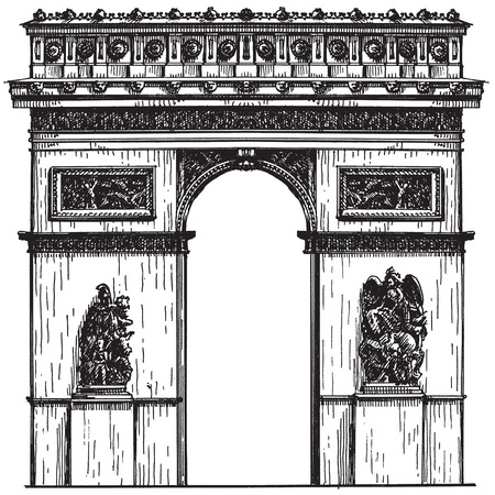 sketch. French architecture on a white background. vector illustrationのイラスト素材