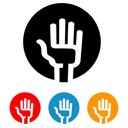 Set of icons. Color hands on white backgroundの写真素材