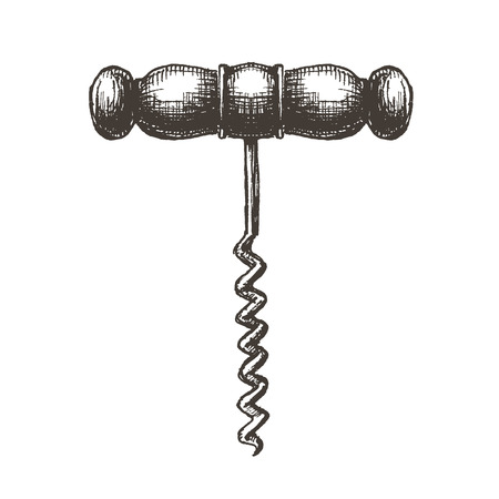 sketch. wine corkscrew on a white background. vector illustrationのイラスト素材