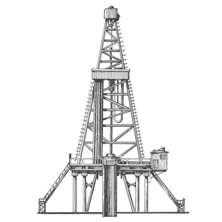 oil derrick on a white background. the sketch. vector illustrationのイラスト素材